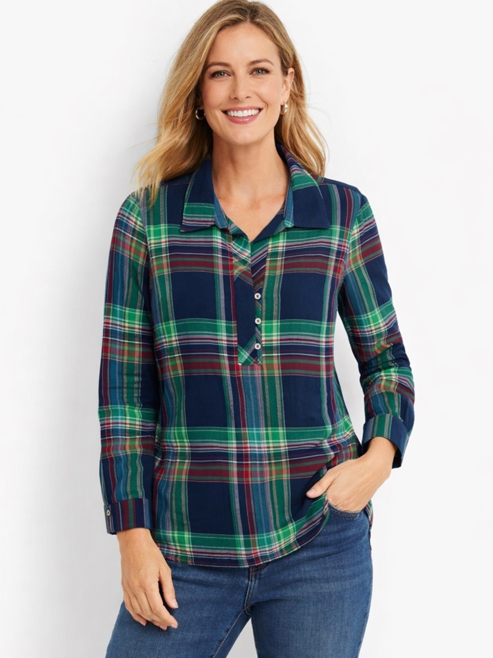 Talbots Multicolor Plaid Button-Up Shirt
